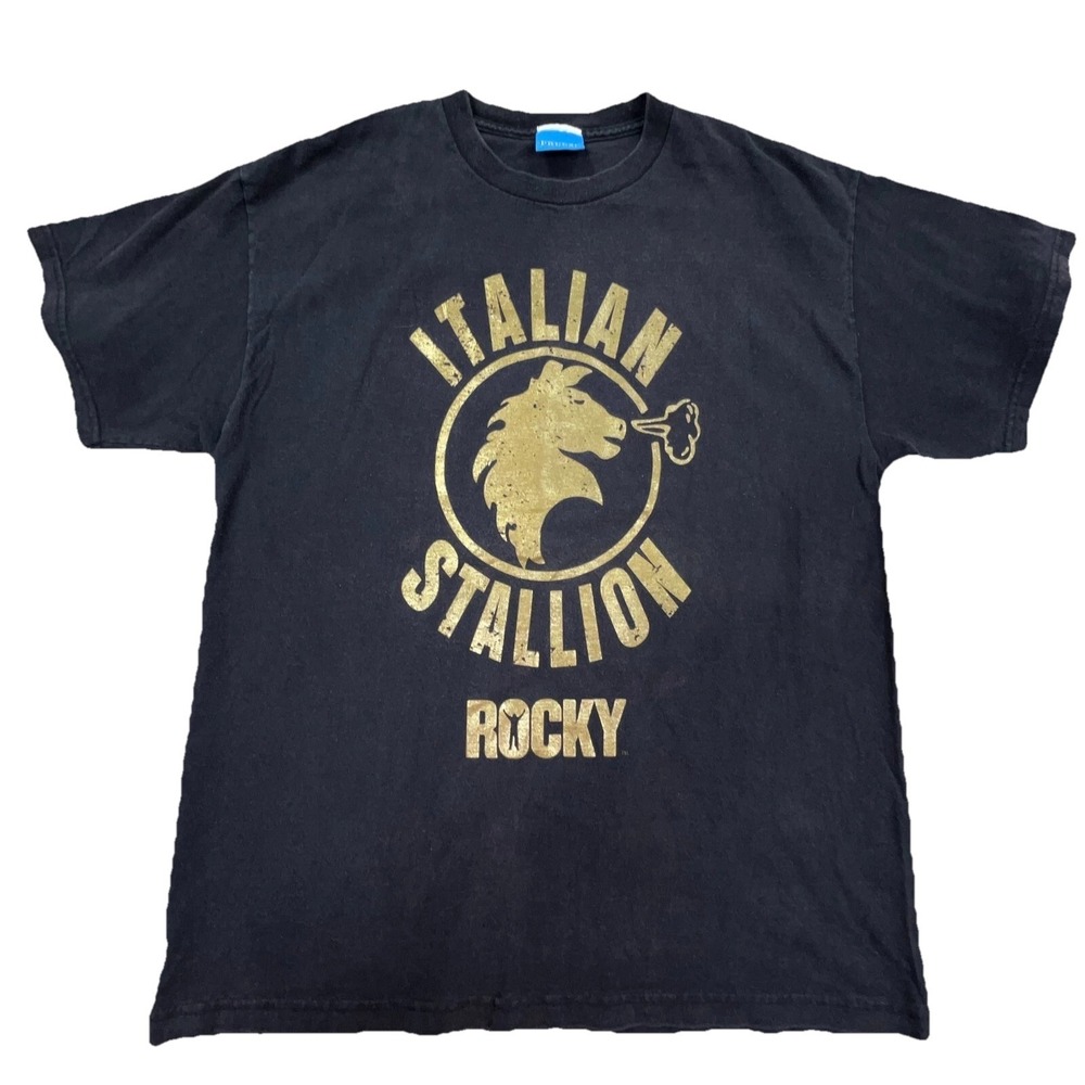 Vintage Rocky Barbosa Shirt Men Large Black Tee Italian Stallion Y2K Grunge *